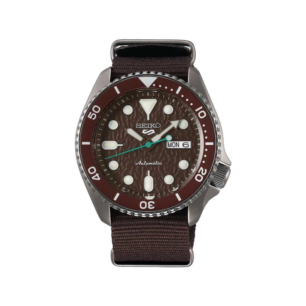 Seiko 5 Sports Brown Dial Brown Nylon Strap Men's Watch