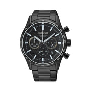 Seiko Chronograph Black Dial Black Stainless Steel Men's Watch