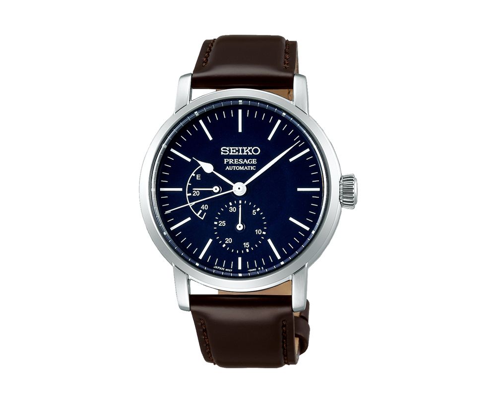 Seiko Presage Dark Blue Dial Brown Leather Strap Men's Watch