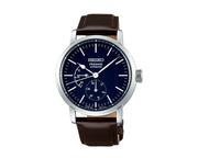 Seiko Presage Dark Blue Dial Brown Leather Strap Men's Watch