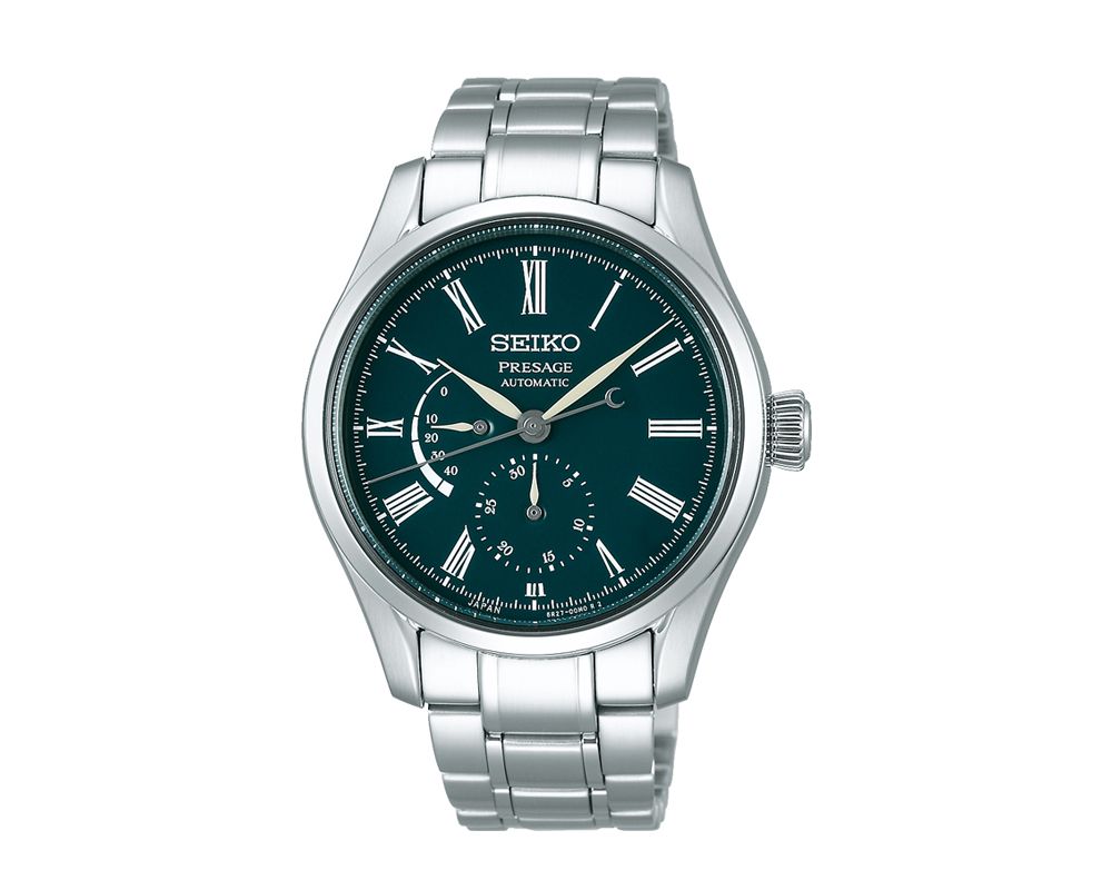 Seiko Presage Green Dial Silver Stainless Steel Bracelet Men's Watch