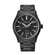 Seiko Black Dial Black Stainless Steel Bracelet Men's Watch