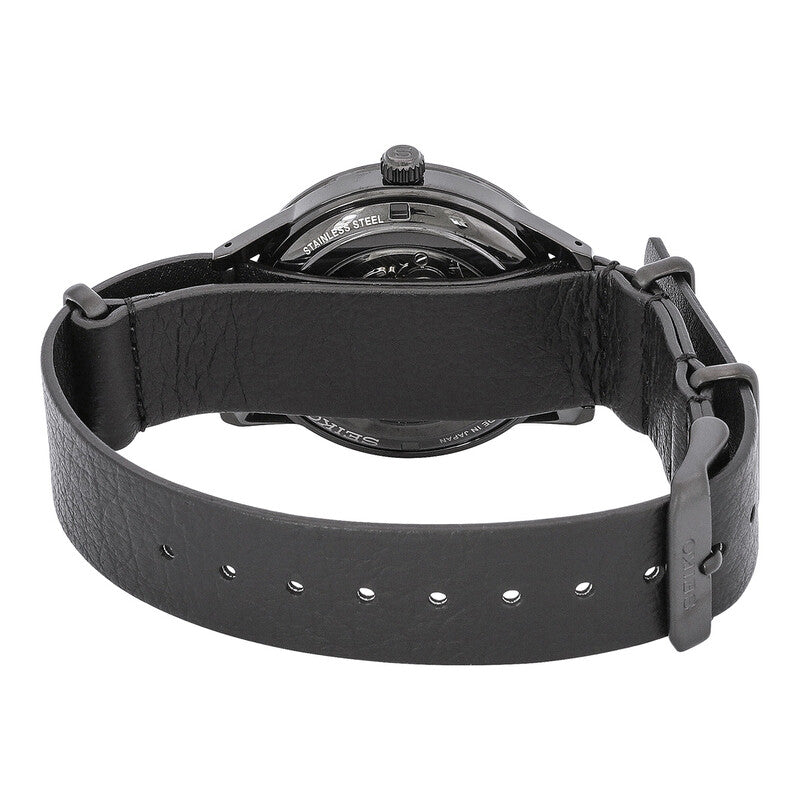 Seiko Presage Black Dial Black Leather Strap Men's Watch