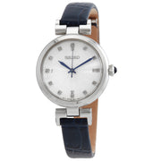 Seiko White Dial Blue Leather Strap Women's Watch