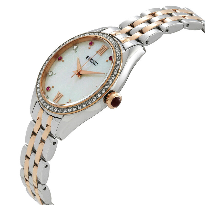 Seiko White Dial Jeweled Bezel Women's Watch