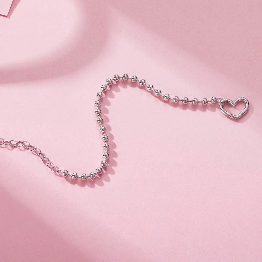 انسيال كرات فضة أنيق بتصميم قلب فضة عيار 925