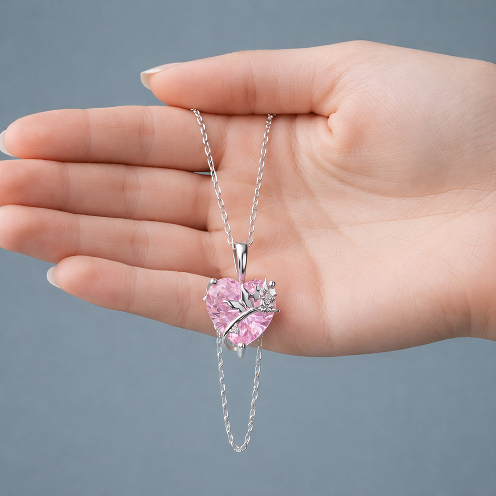 عقد فضة عيار 925 قلب بفراشة