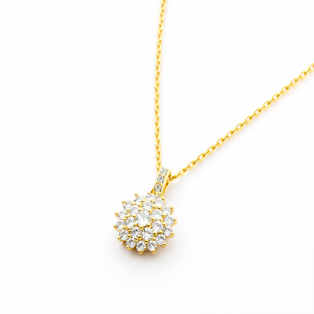 925 Silver Necklace with Clear Stones – Gold Plated