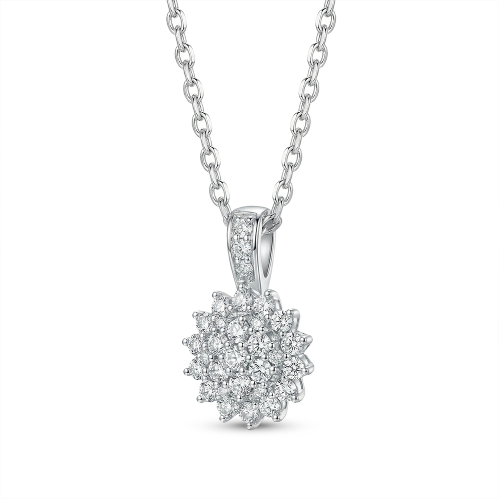 عقد فضة عيار 925 بفصوص شفافة