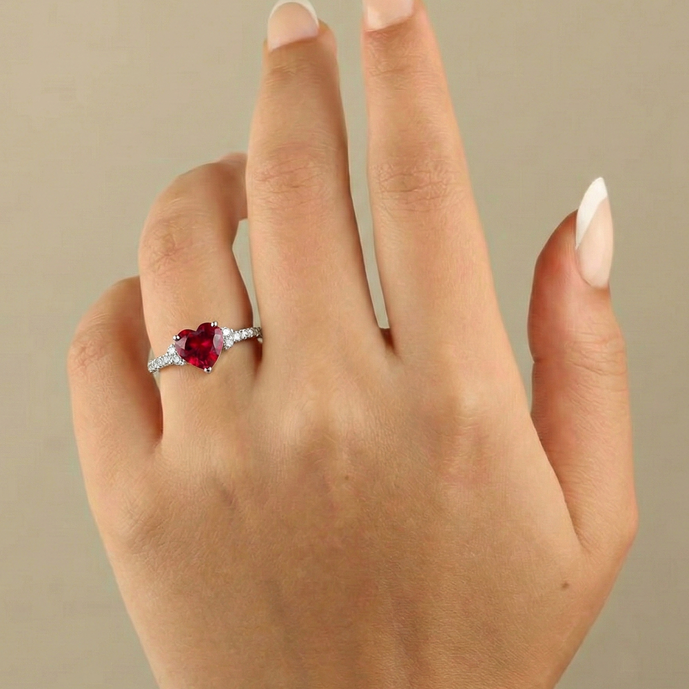 Red Heart 925 Silver Ring