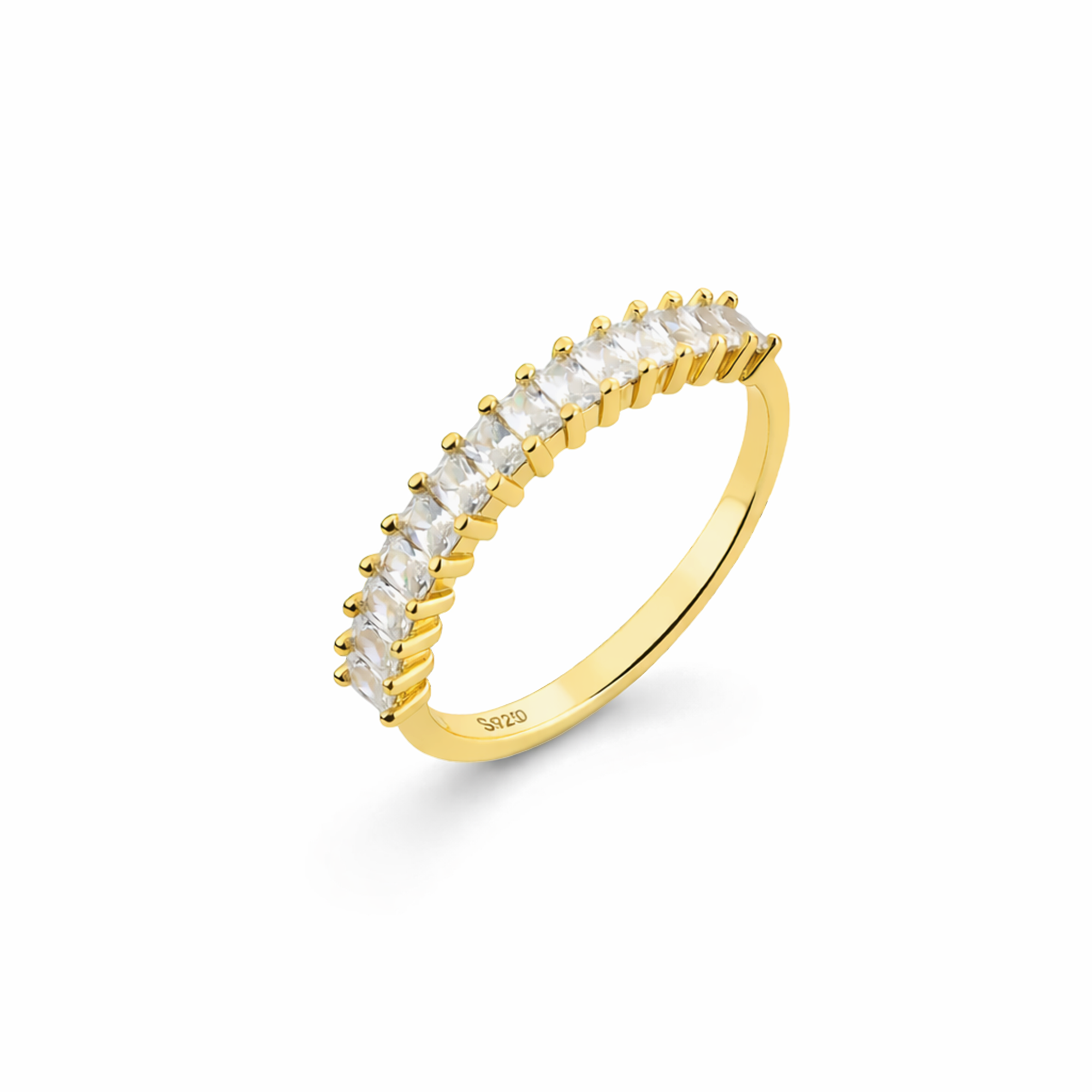 خاتم فصوص لامعه مطلي ذهب فضة عيار 925