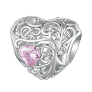 Hollow heart-shaped 925 sterling silver bracelet charm