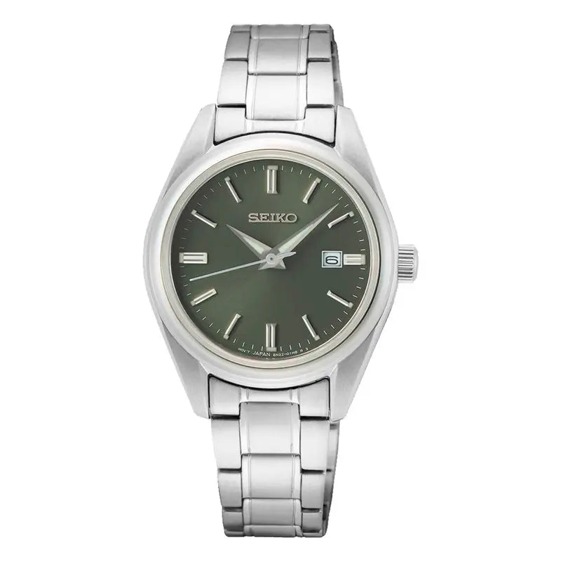 Seiko Olive Dial Stainless Steel Women's Watch