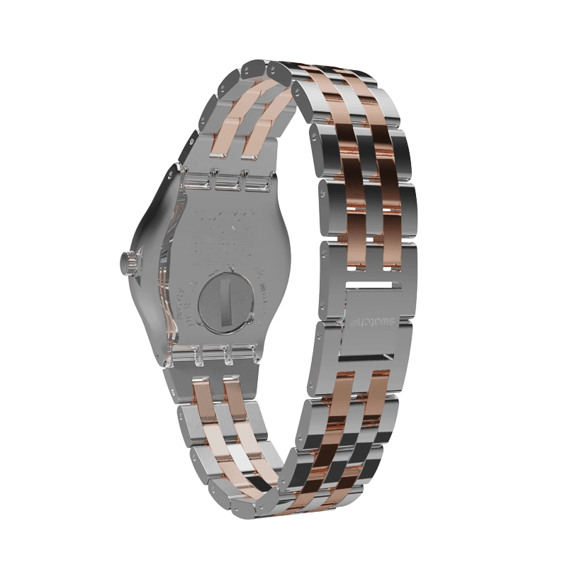 Swatch Midimix Women's Watch with Two-Tone Bracelet and White Dial - YLS454GC