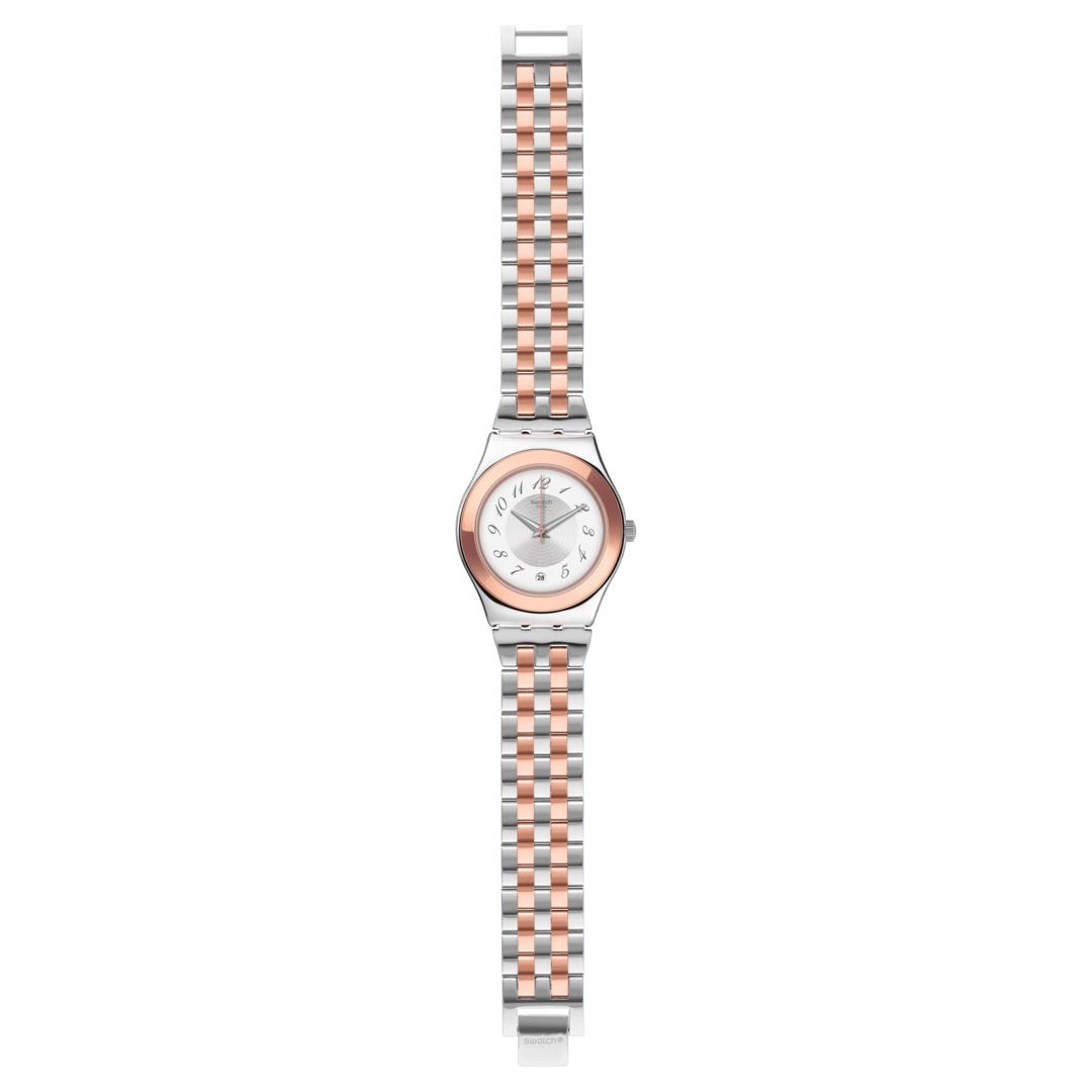 Swatch Midimix Women's Watch with Two-Tone Bracelet and White Dial - YLS454GC