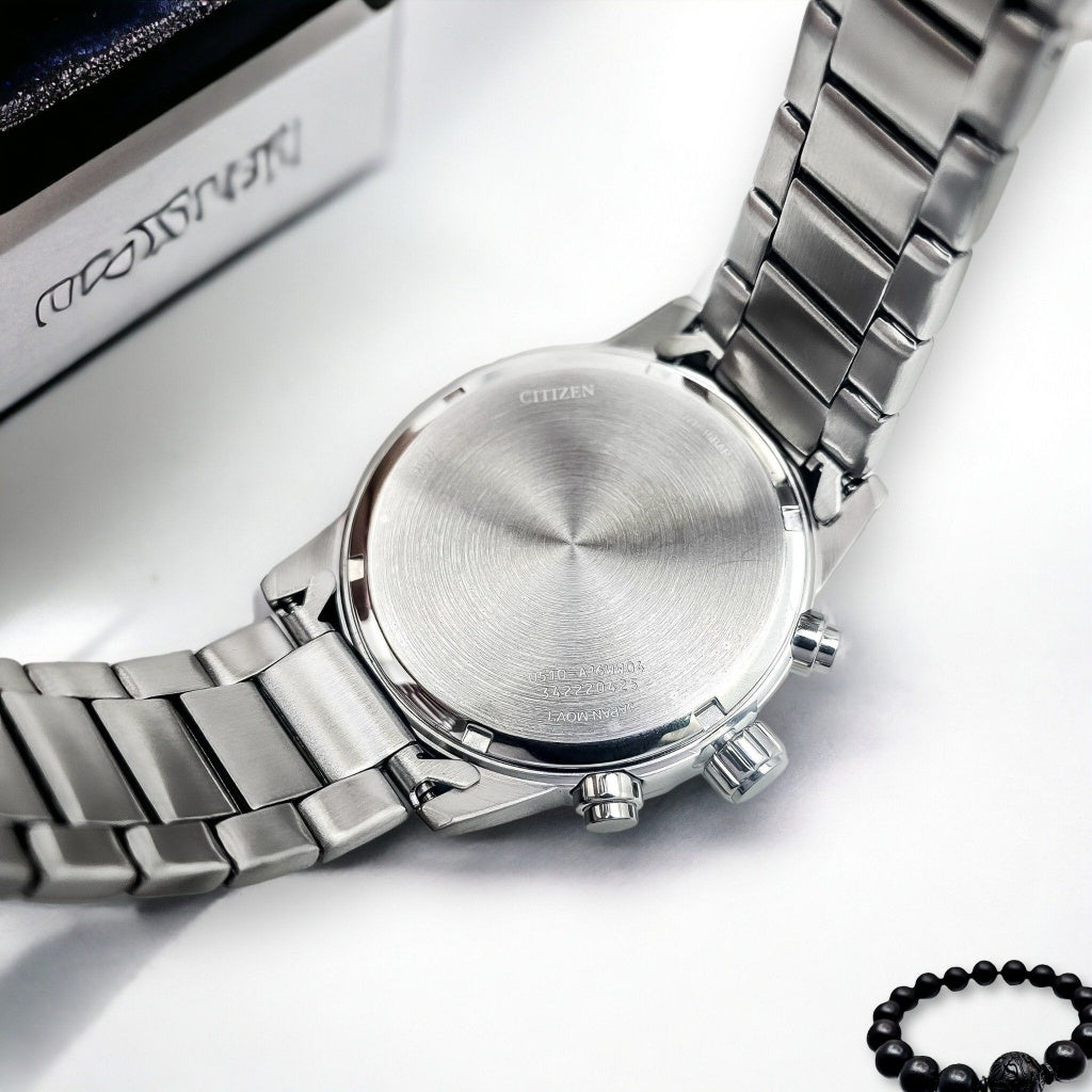 Citizen Men’s Quartz Chronograph Watch with Silver Stainless Steel – White Dial – AN3686-53A