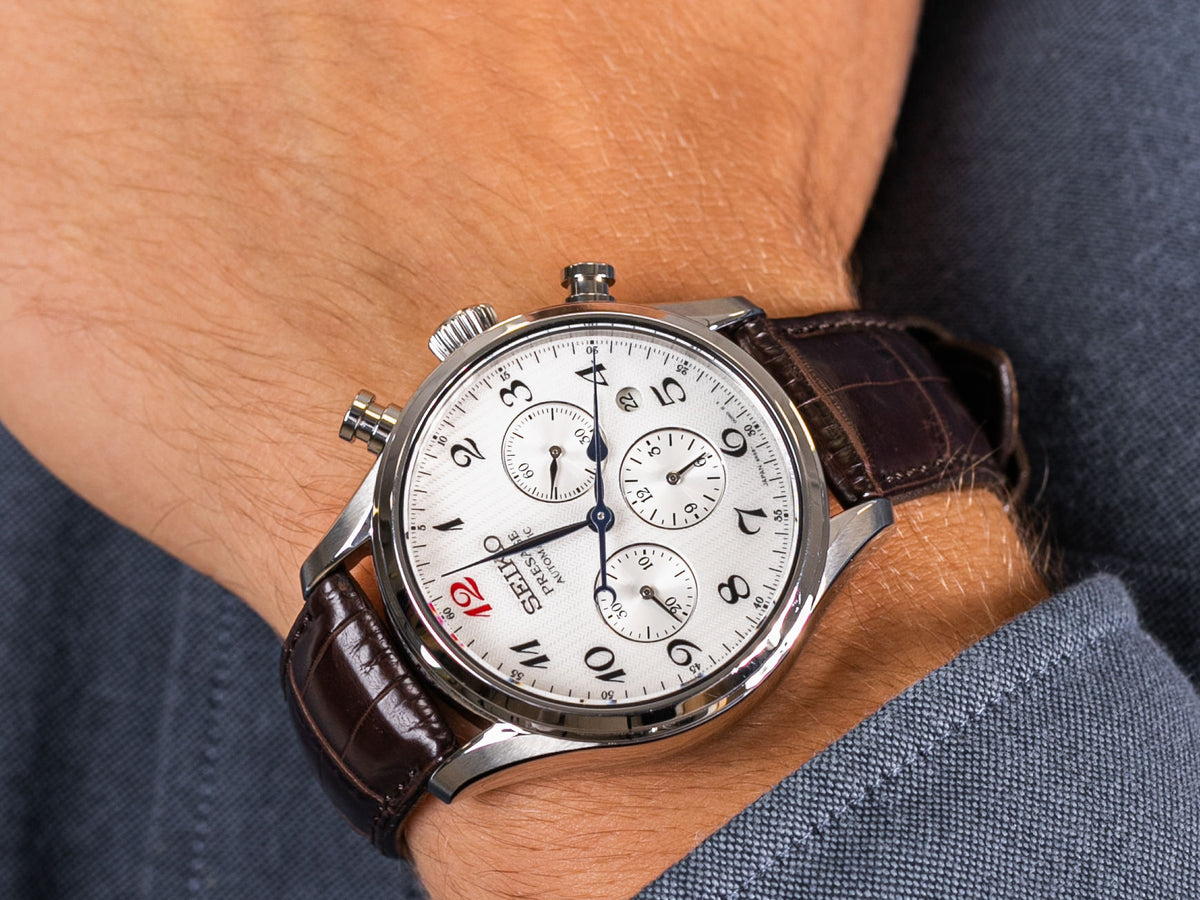 Seiko Presage White Dial Brown Leather Strap Men's Watch
